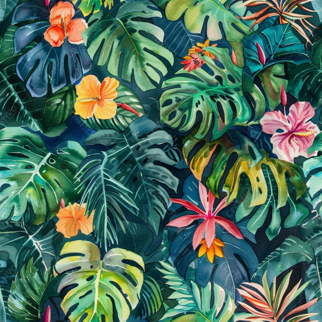 Textura Folhas Tropicais para Fundo