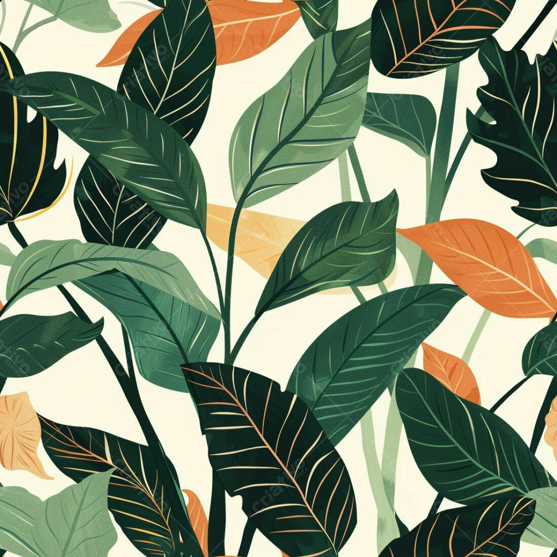 Textura Folhas Tropicais para Papel de Parede