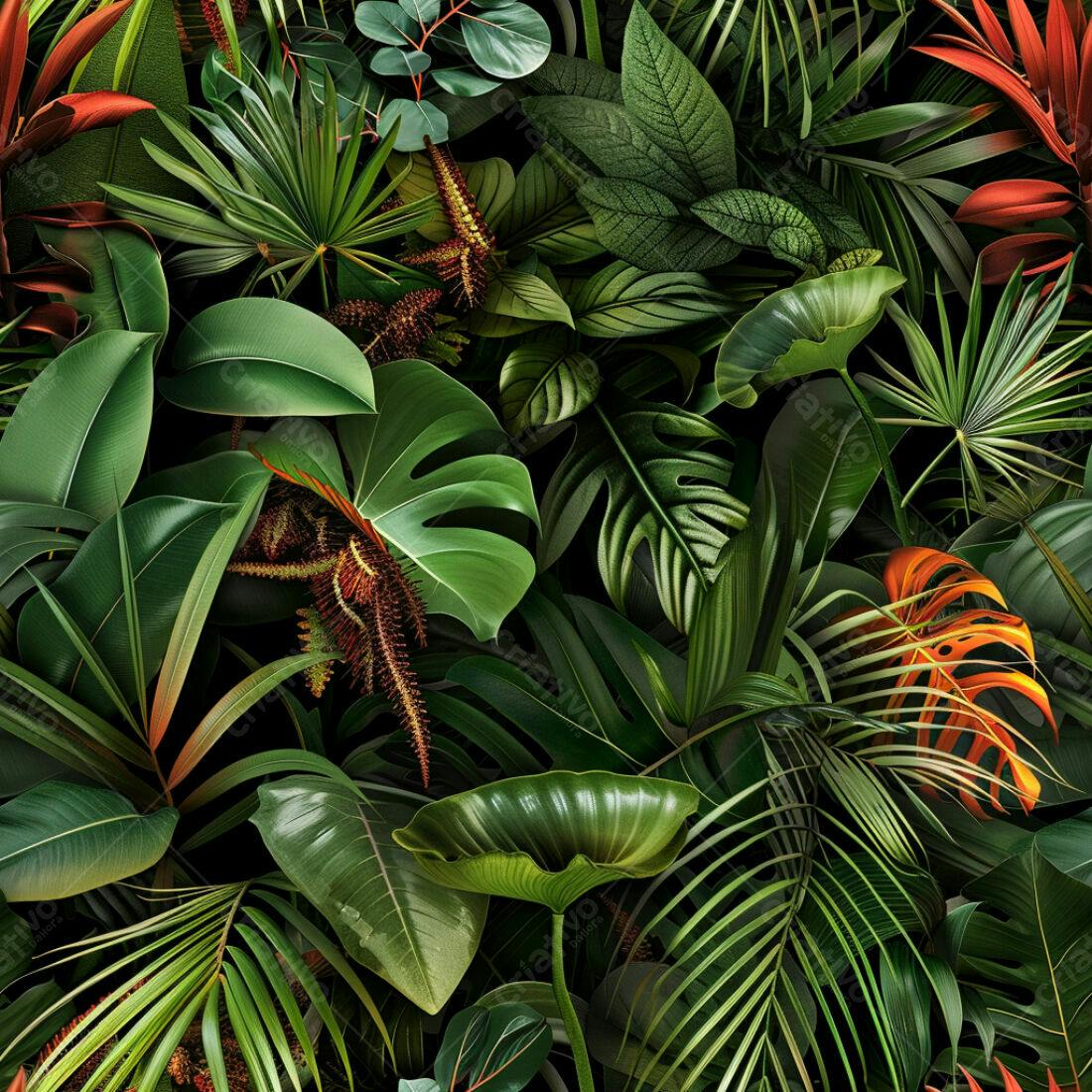 Textura Folhagem Tropical para Fundo