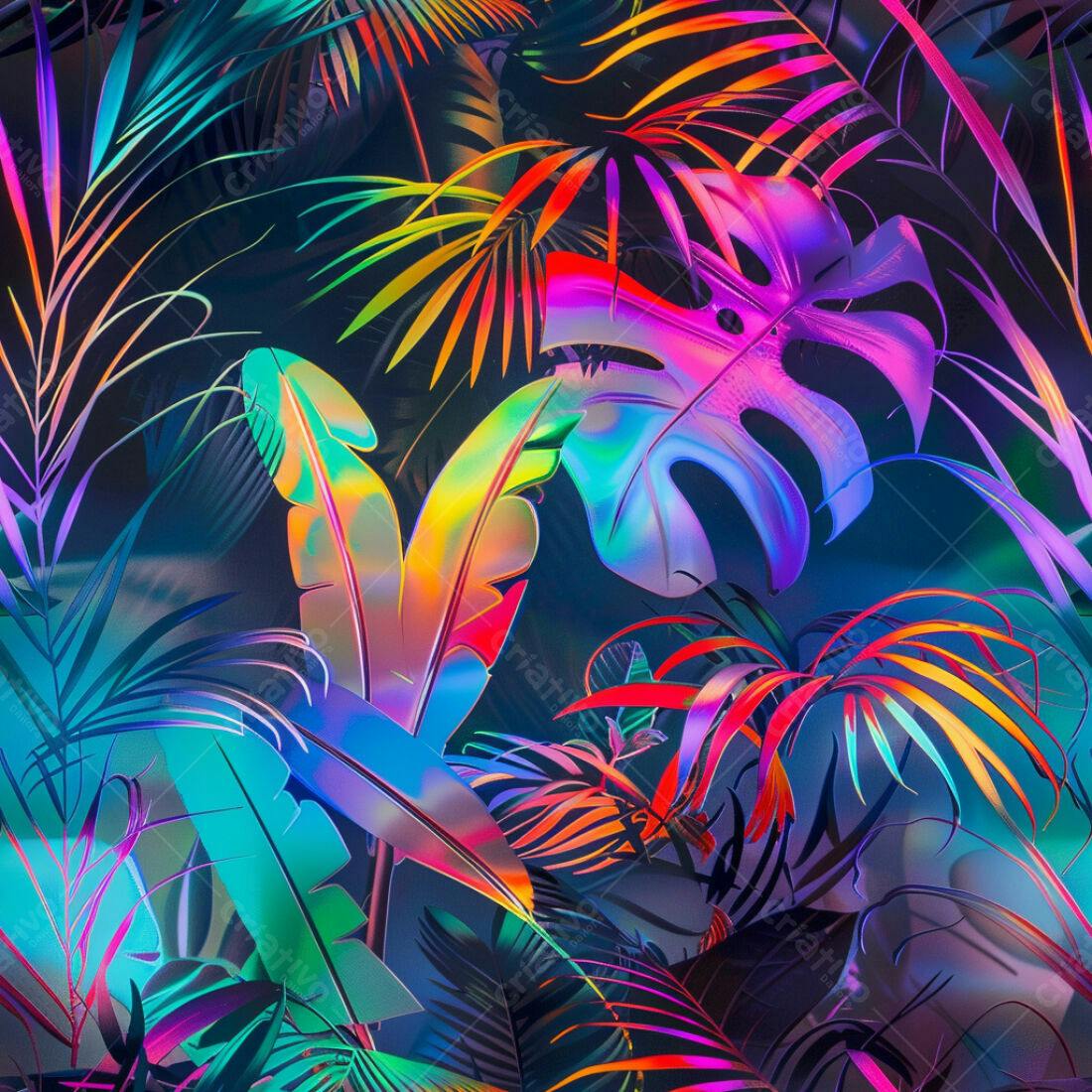 Textura Folhas Tropicais Iridiscentes para Fundo