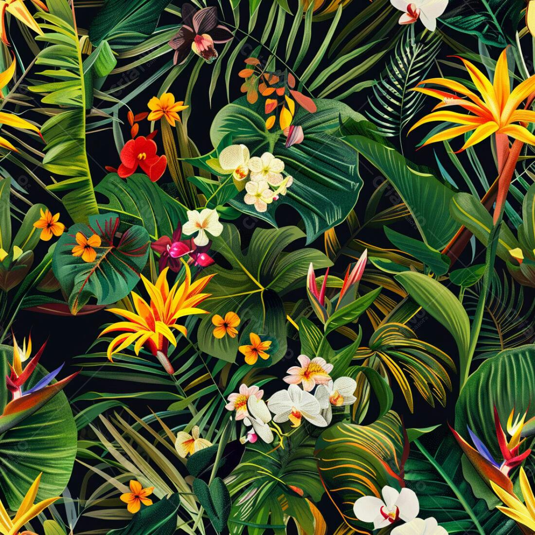 Textura floral tropical para papel de parede