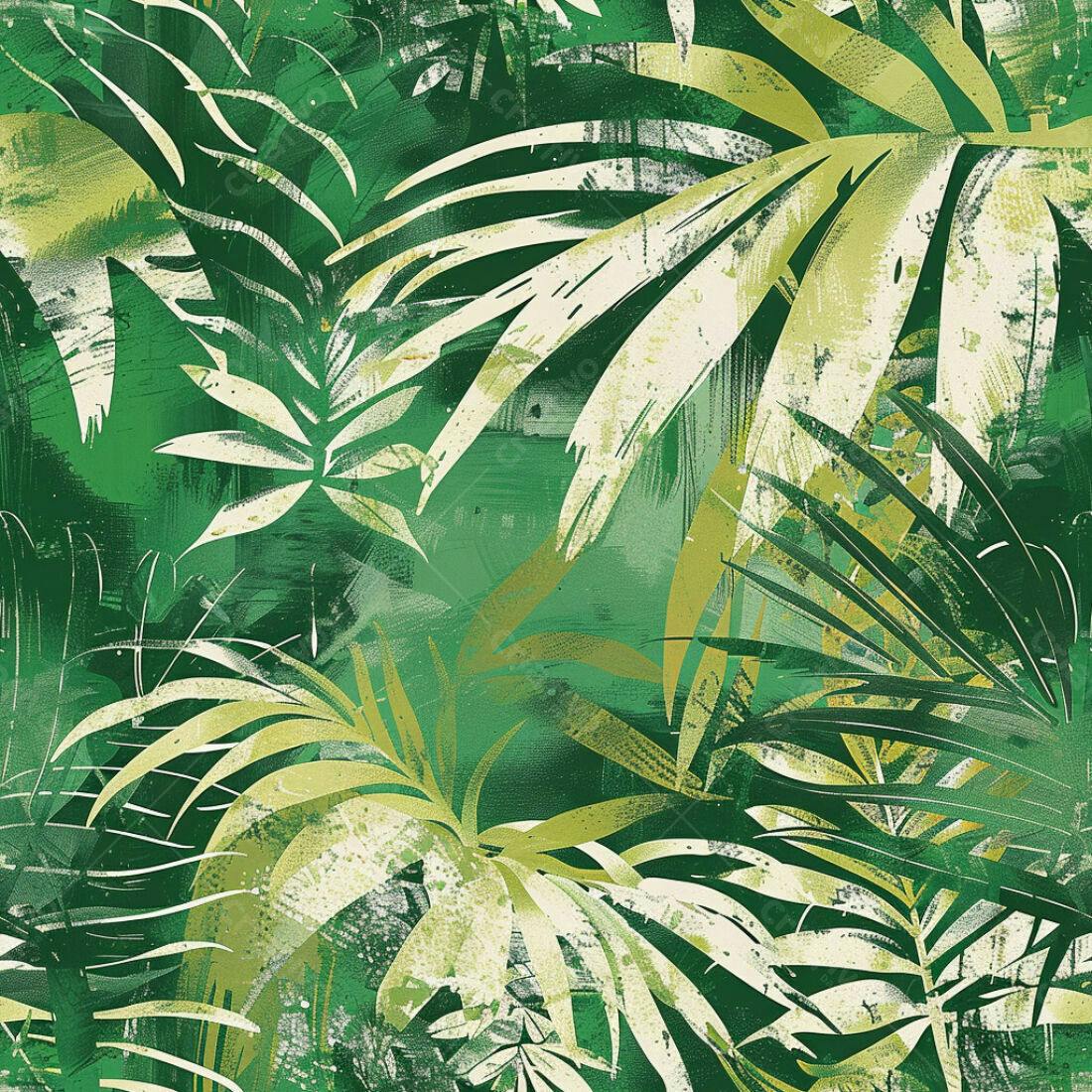 Textura Folhagem Tropical Verde para Fundo