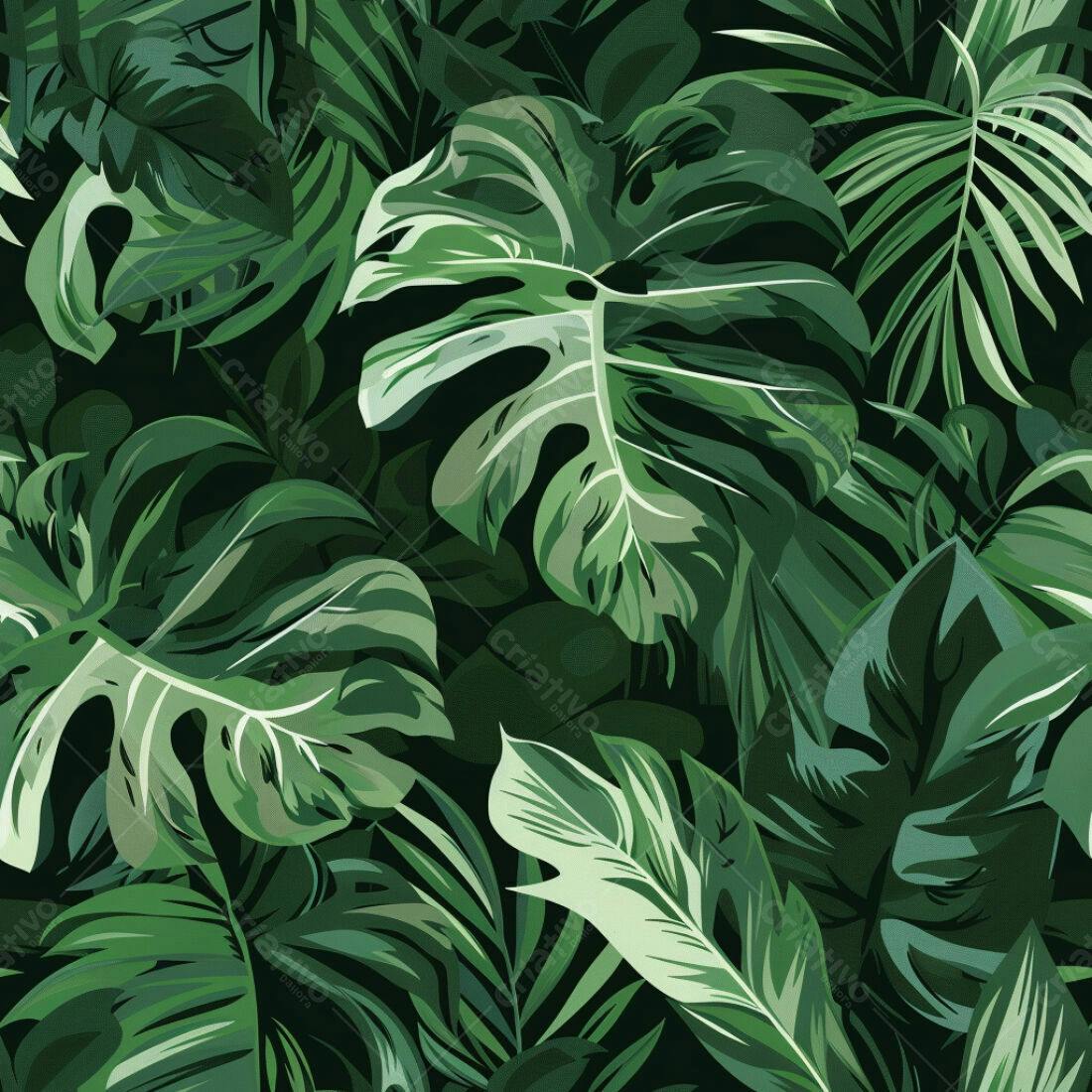 Textura Folhagem Tropical Verde para Fundo