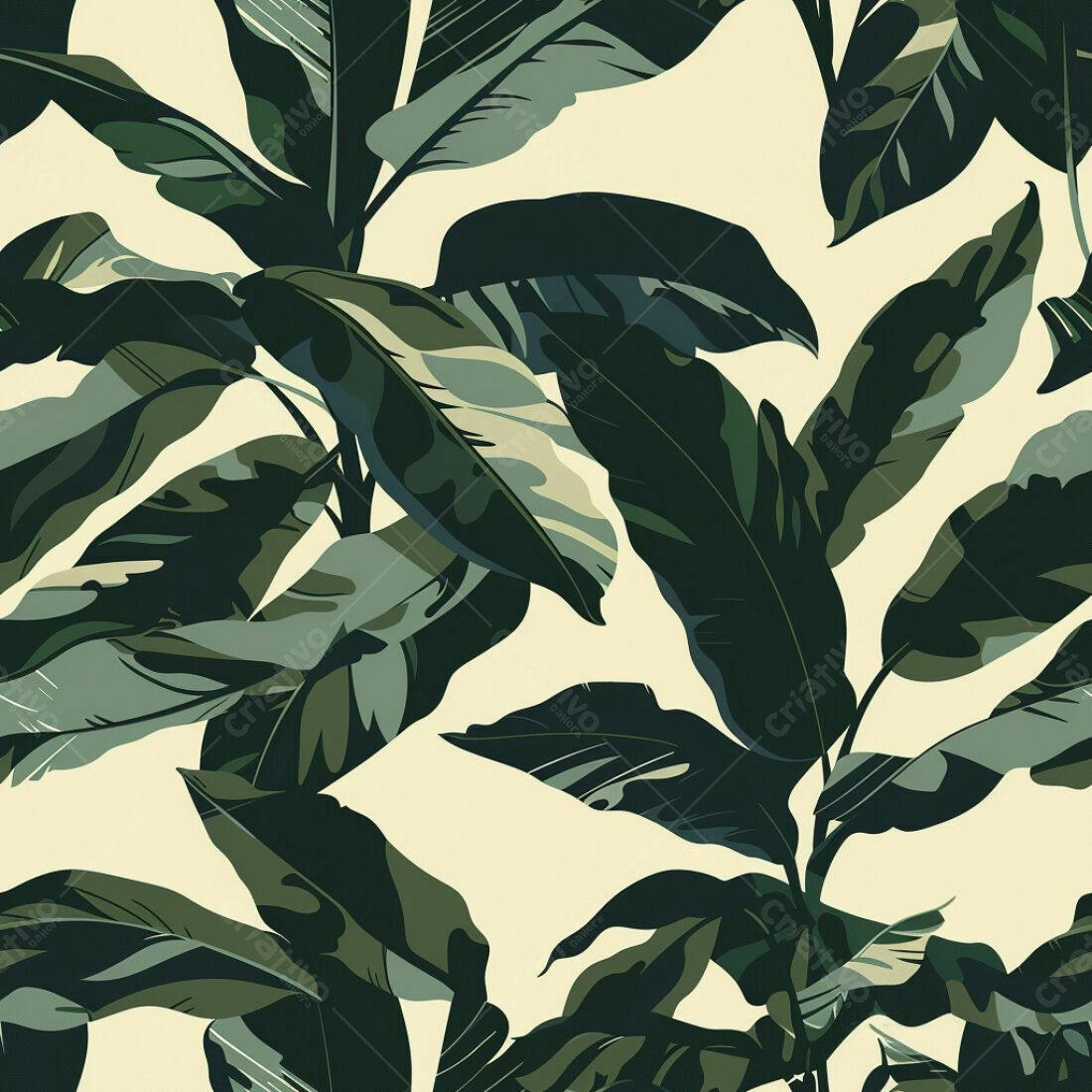 Textura Folhas Tropicais Verde para Papel de Parede