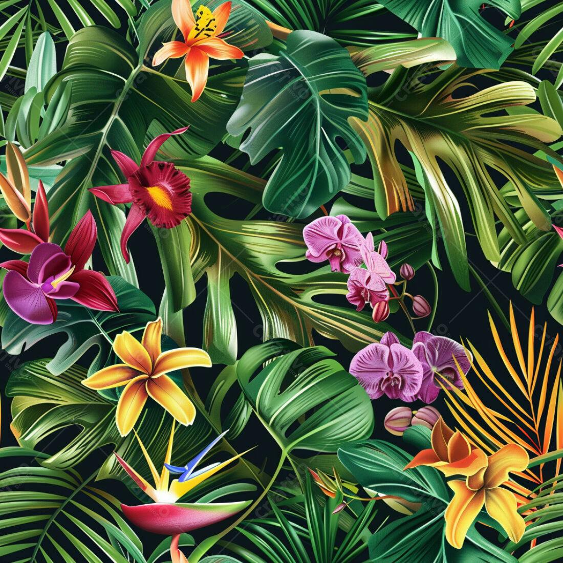 Textura floral tropical para papel de parede