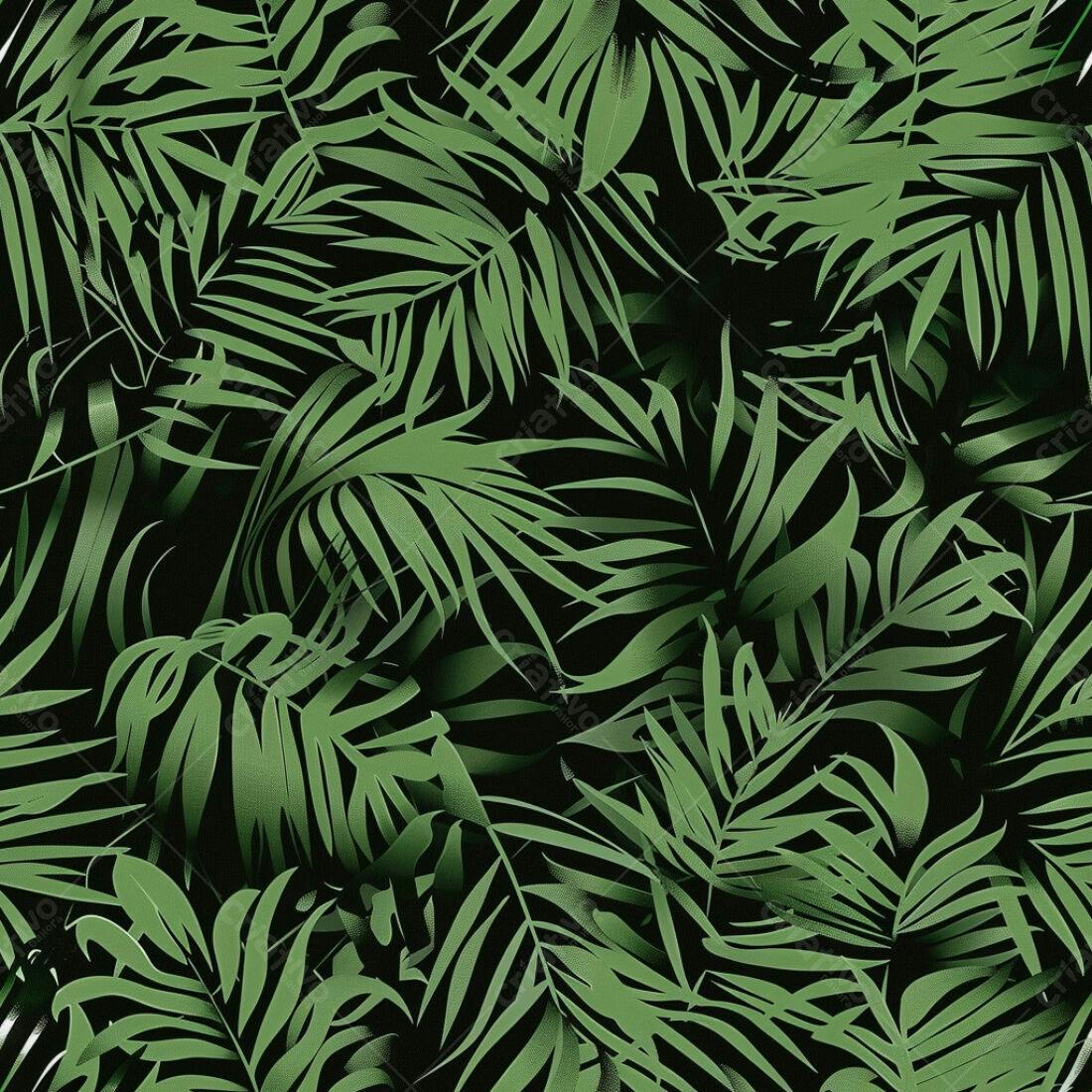 Textura Folhas Tropicais Verde Escuro para Fundo