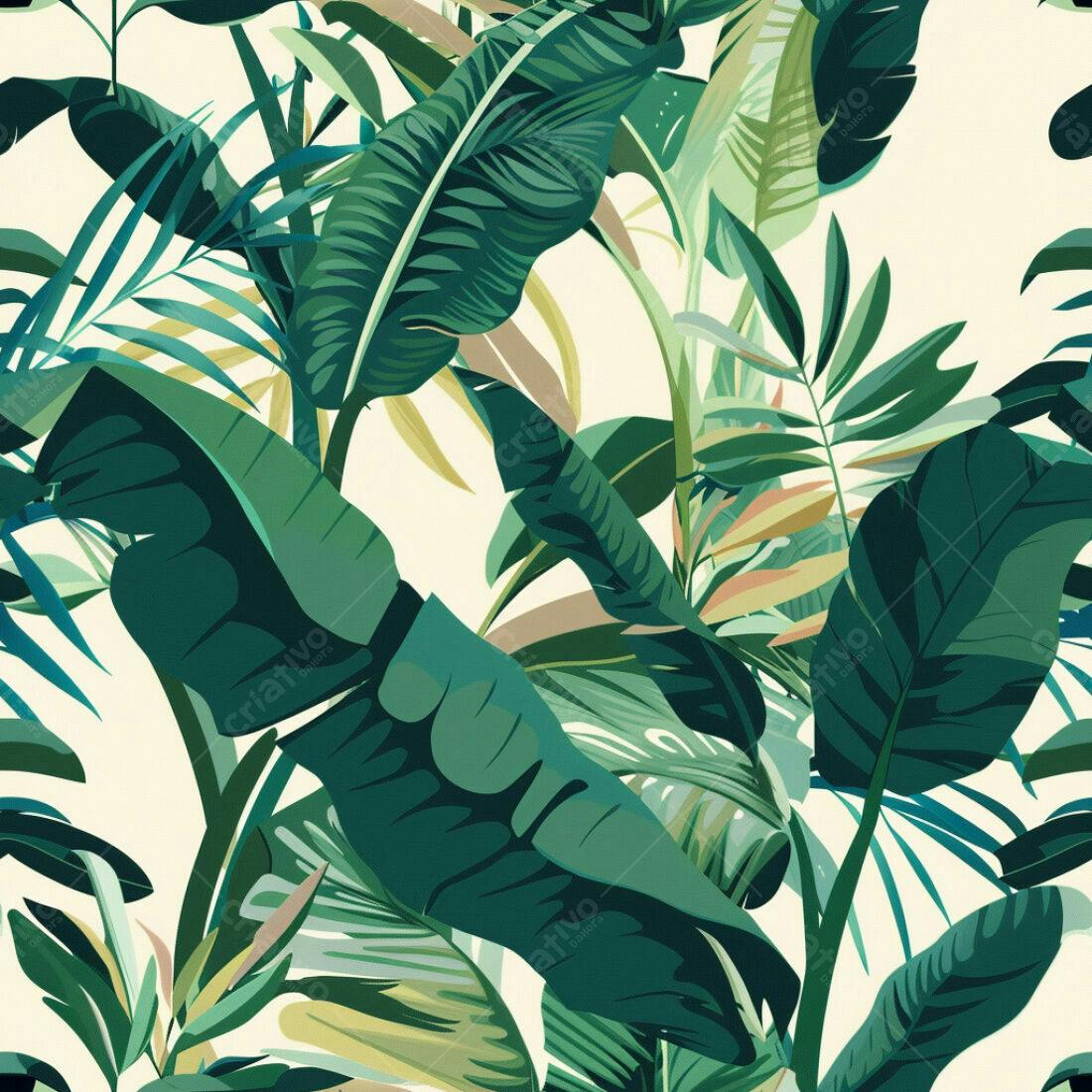 Textura Folhagem Tropical para Papel de Parede
