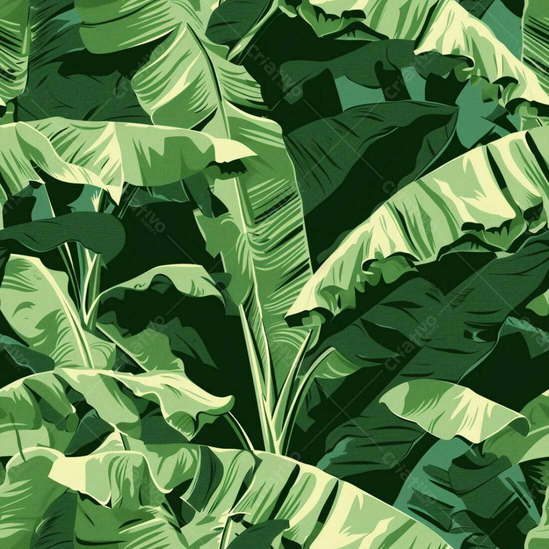 Textura Folhagem Tropical Verde para Papel de Parede