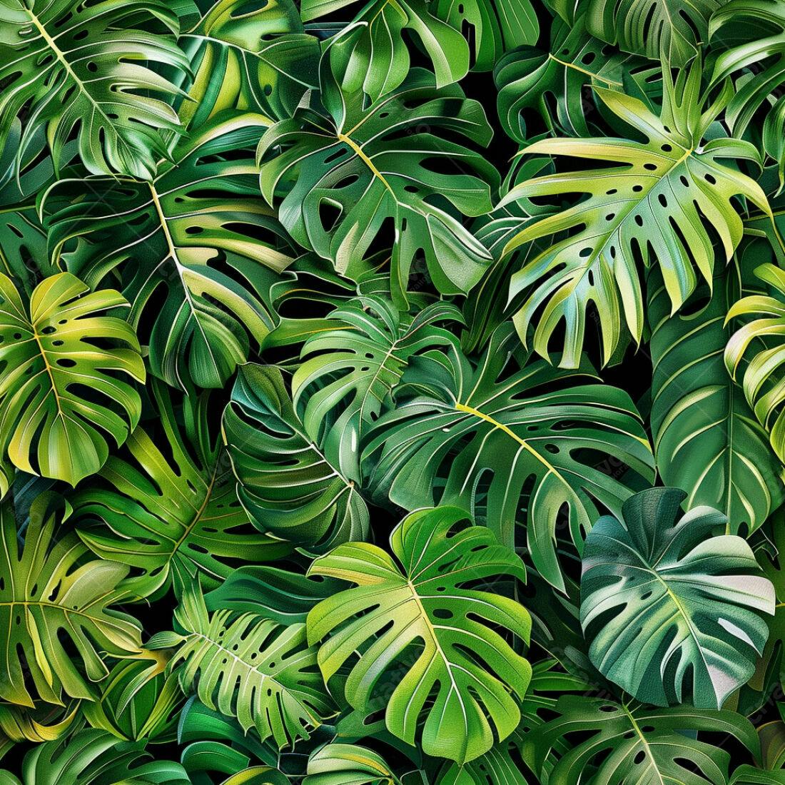 Textura Folhagem Tropical Verde para Fundo