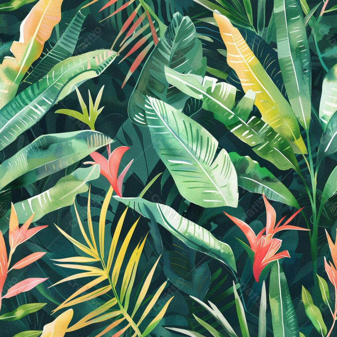 Textura Folhas Tropicais para Fundo