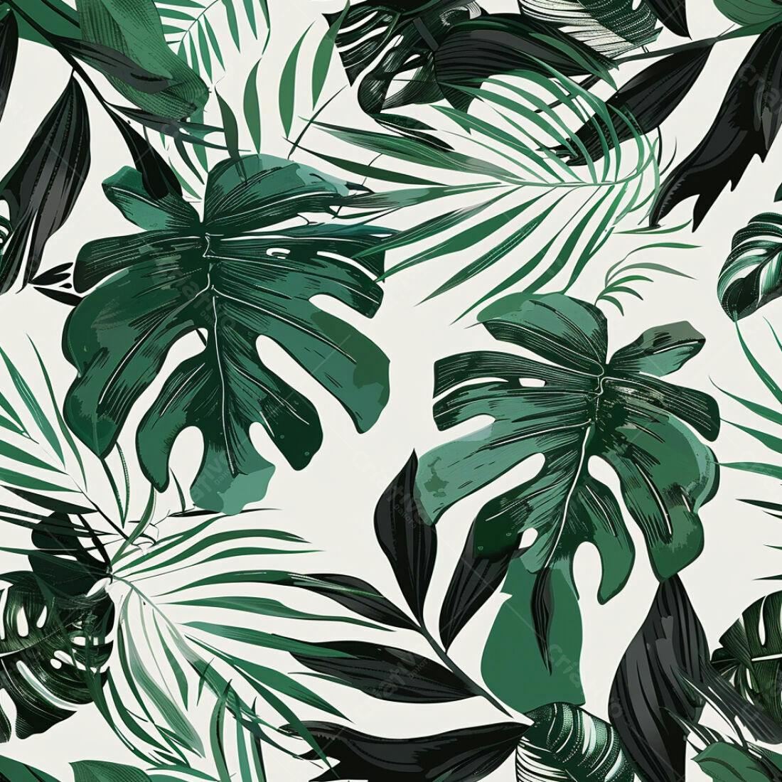 Textura Folhagem Tropical Verde para Fundo