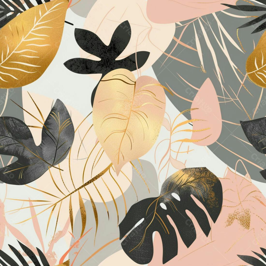 Textura Folhas Tropicais Douradas para Fundo