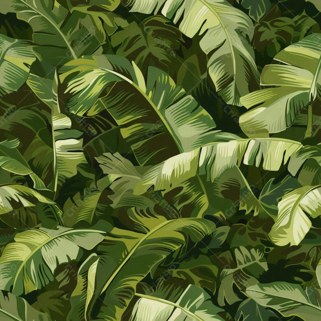 Textura Folhas Banana Tropical para Fundo