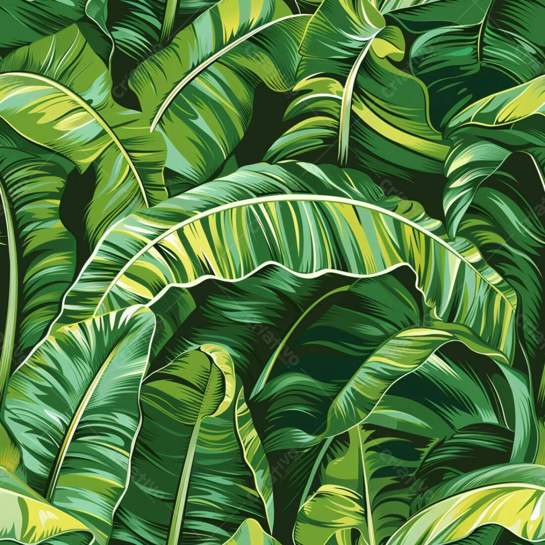 Textura Folhas de Banana Tropicais para Fundo