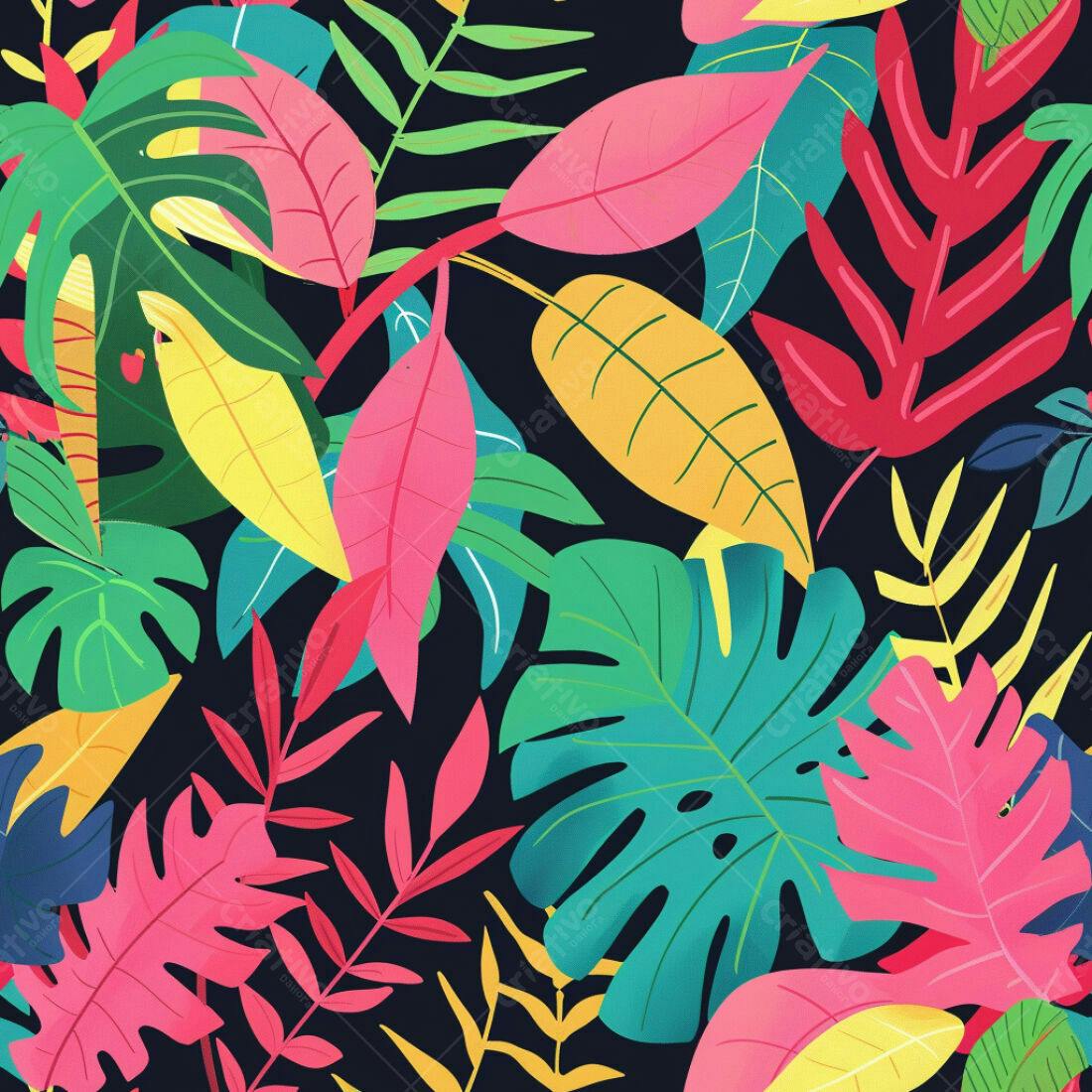 Textura Folhas Tropicais Coloridas para Fundo