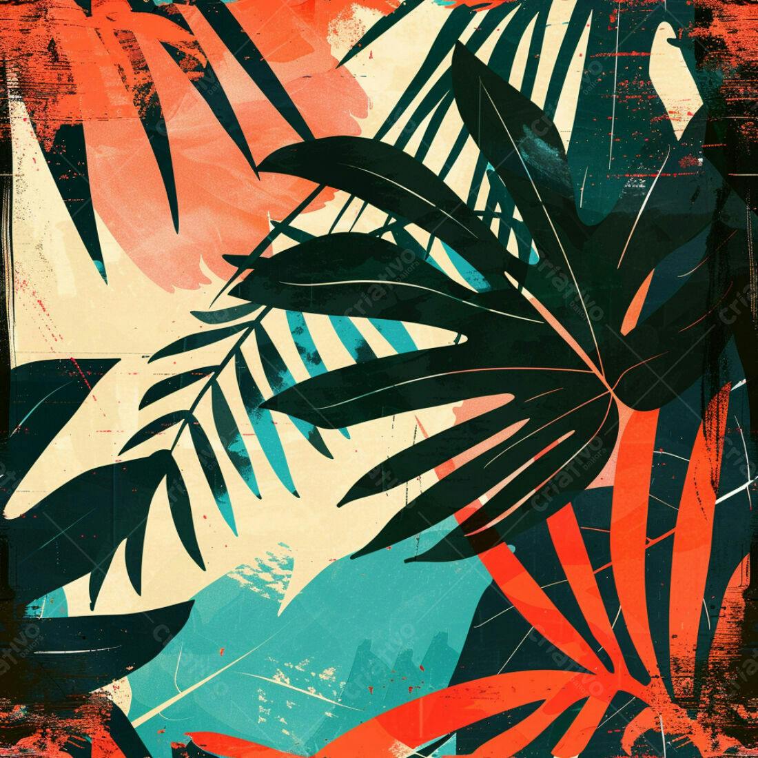 Textura Folhagem Tropical Abstrata para Fundo