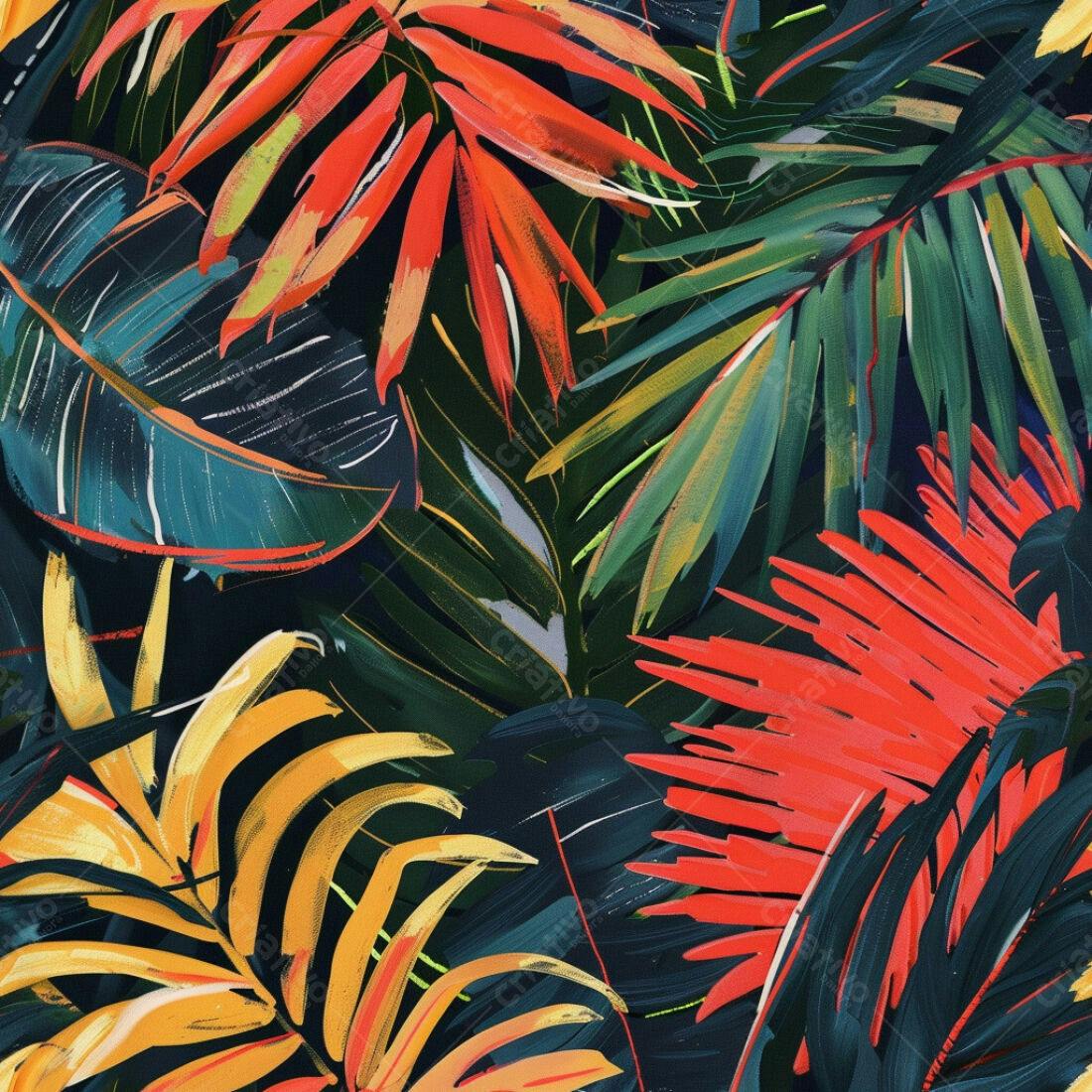 Textura Folhagem Tropical para Fundo