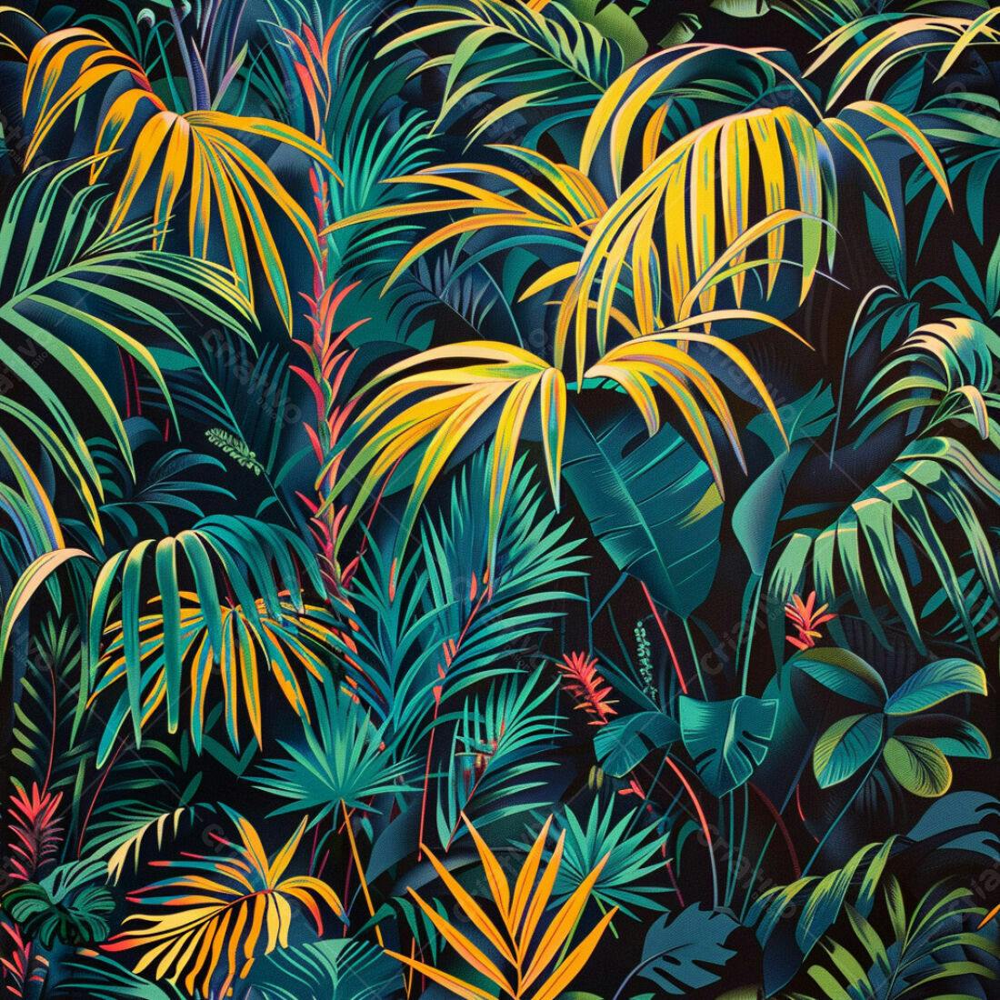 Textura Folhagem Tropical para Papel de Parede