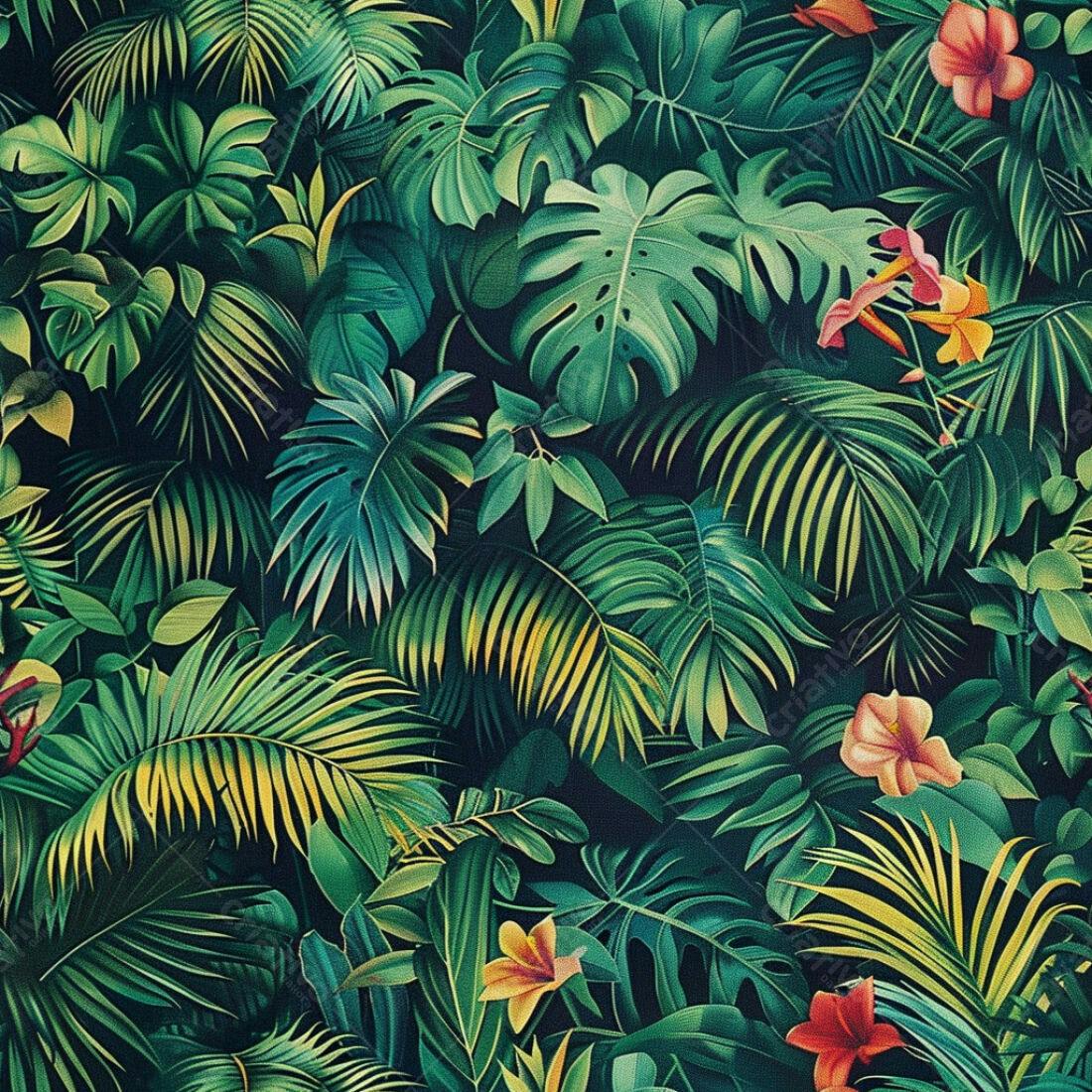 Textura Folhagem Tropical para Papel de Parede