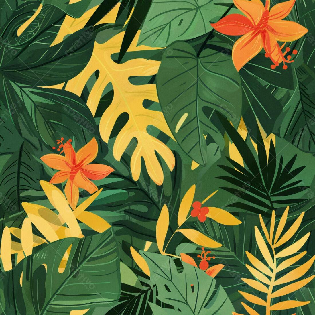 Textura Folhagem Tropical para Fundo