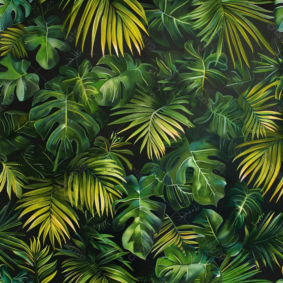 Textura Folhagem Tropical para Fundo