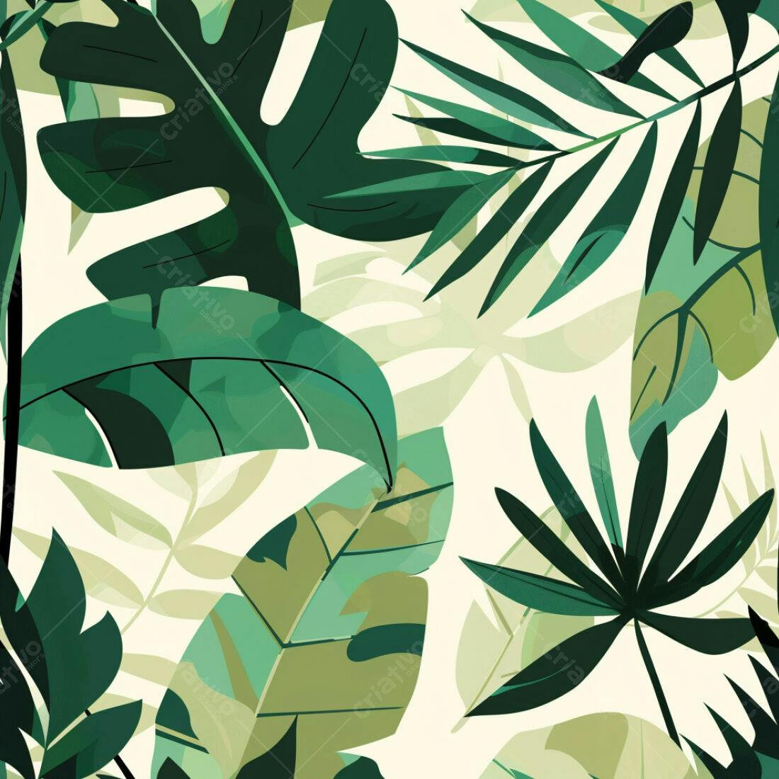 Textura Folhagem Tropical Verde para Fundo