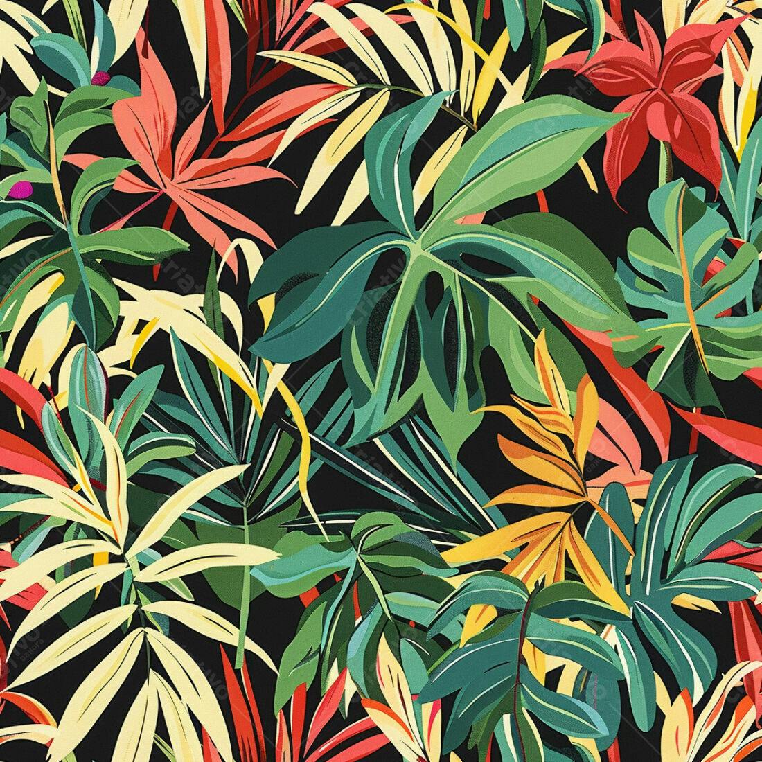 Textura Folhagem Tropical para Fundo