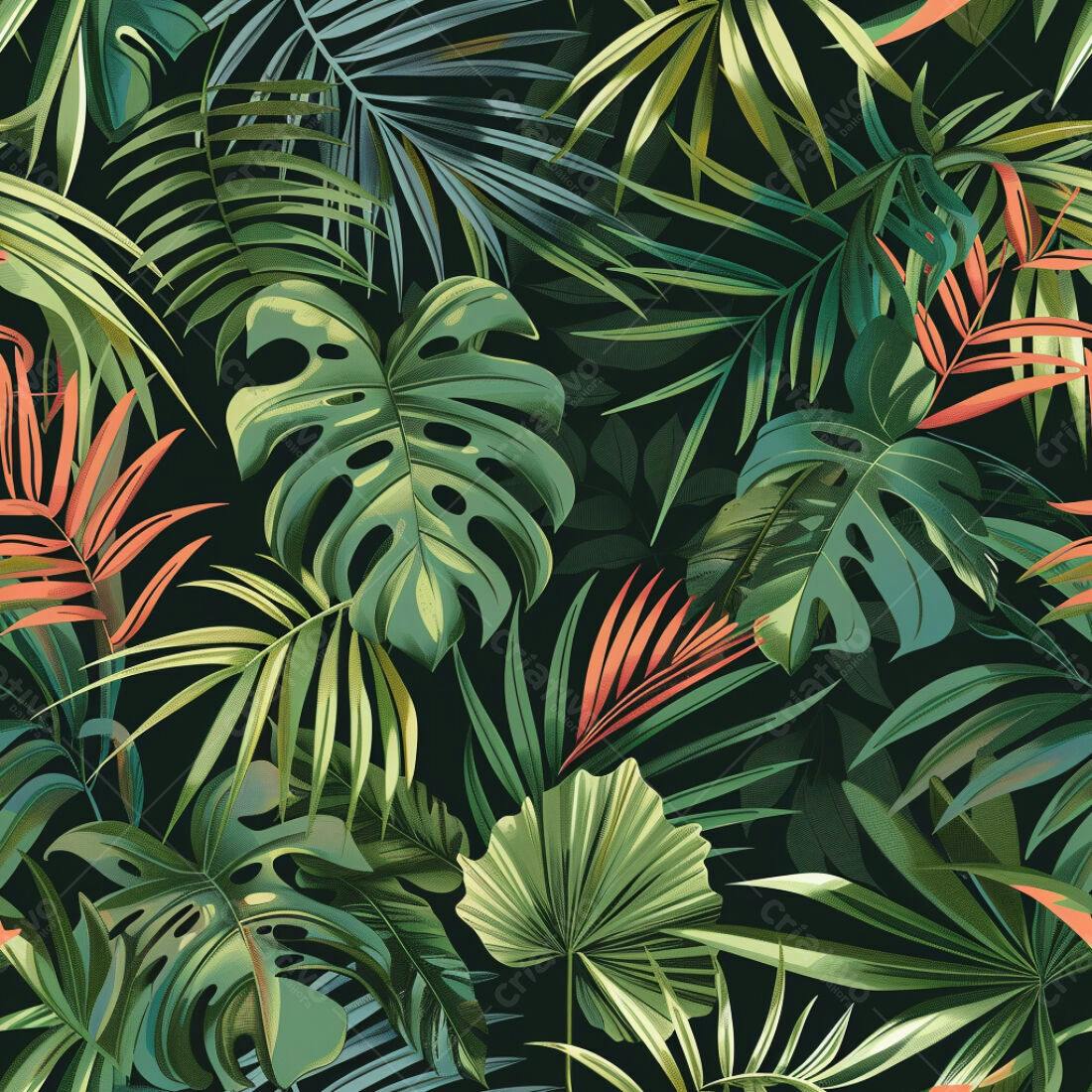 Textura Folhagem Tropical para Fundo