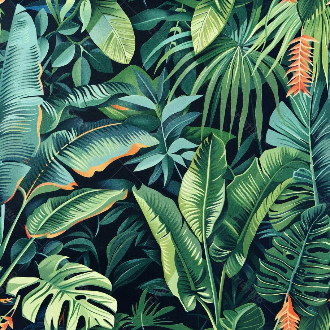 Textura Folhagem Tropical para Fundo