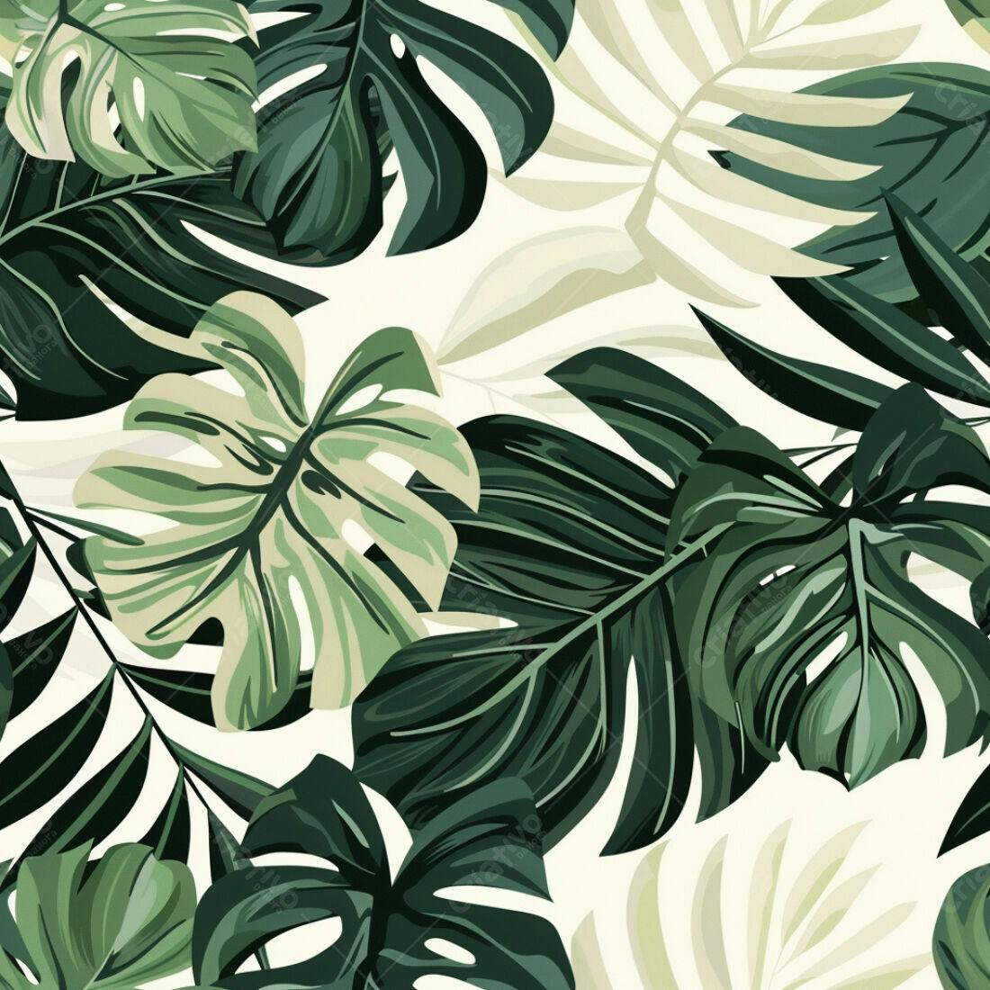 Textura Folhas Tropicais Verde para Fundo