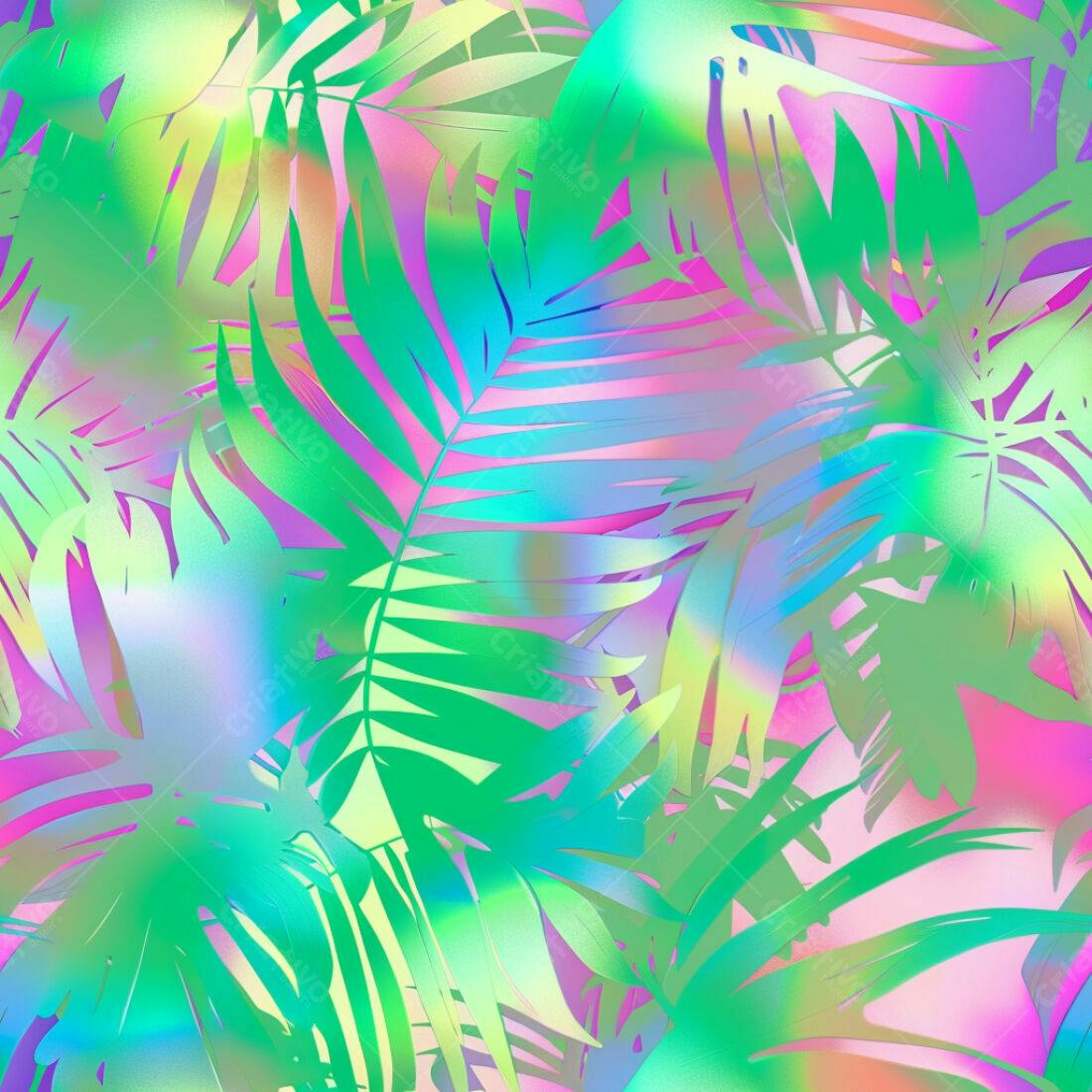 Textura folhas tropicais holográficas para fundo
