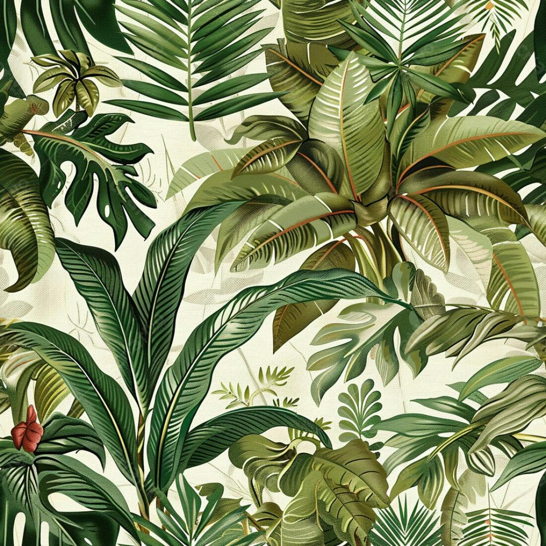 Textura Folhagem Tropical para Papel de Parede