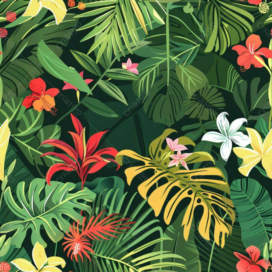 Textura Folhagem Tropical para Fundo