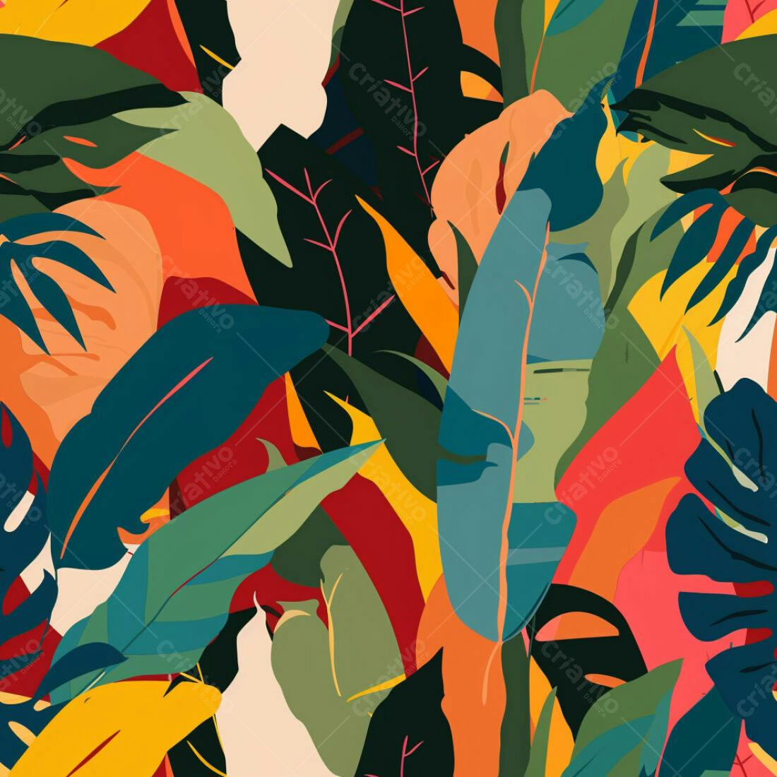 Textura Folhas Tropicais Coloridas para Fundo