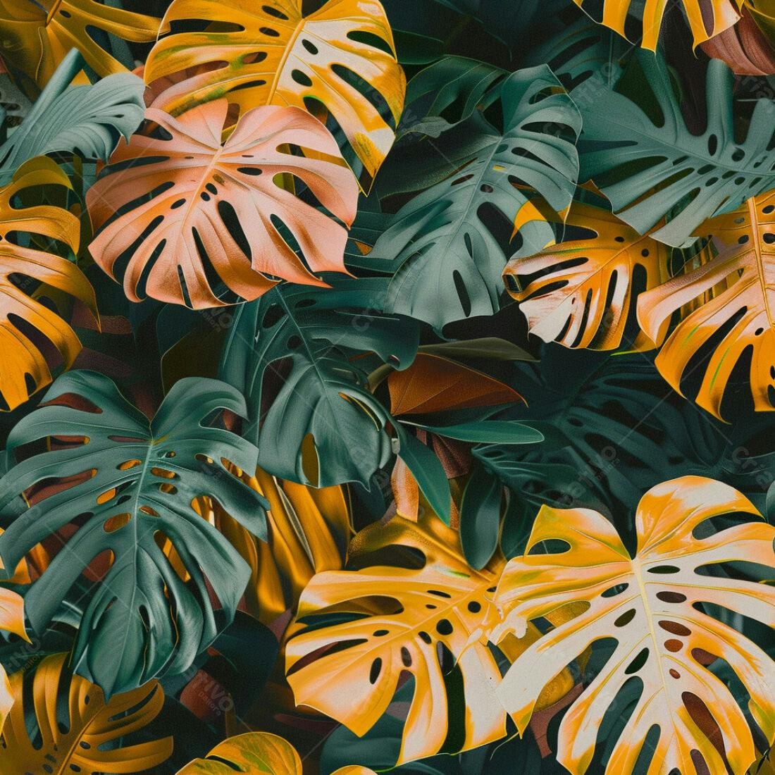 Textura Folhas Tropicais para Fundo