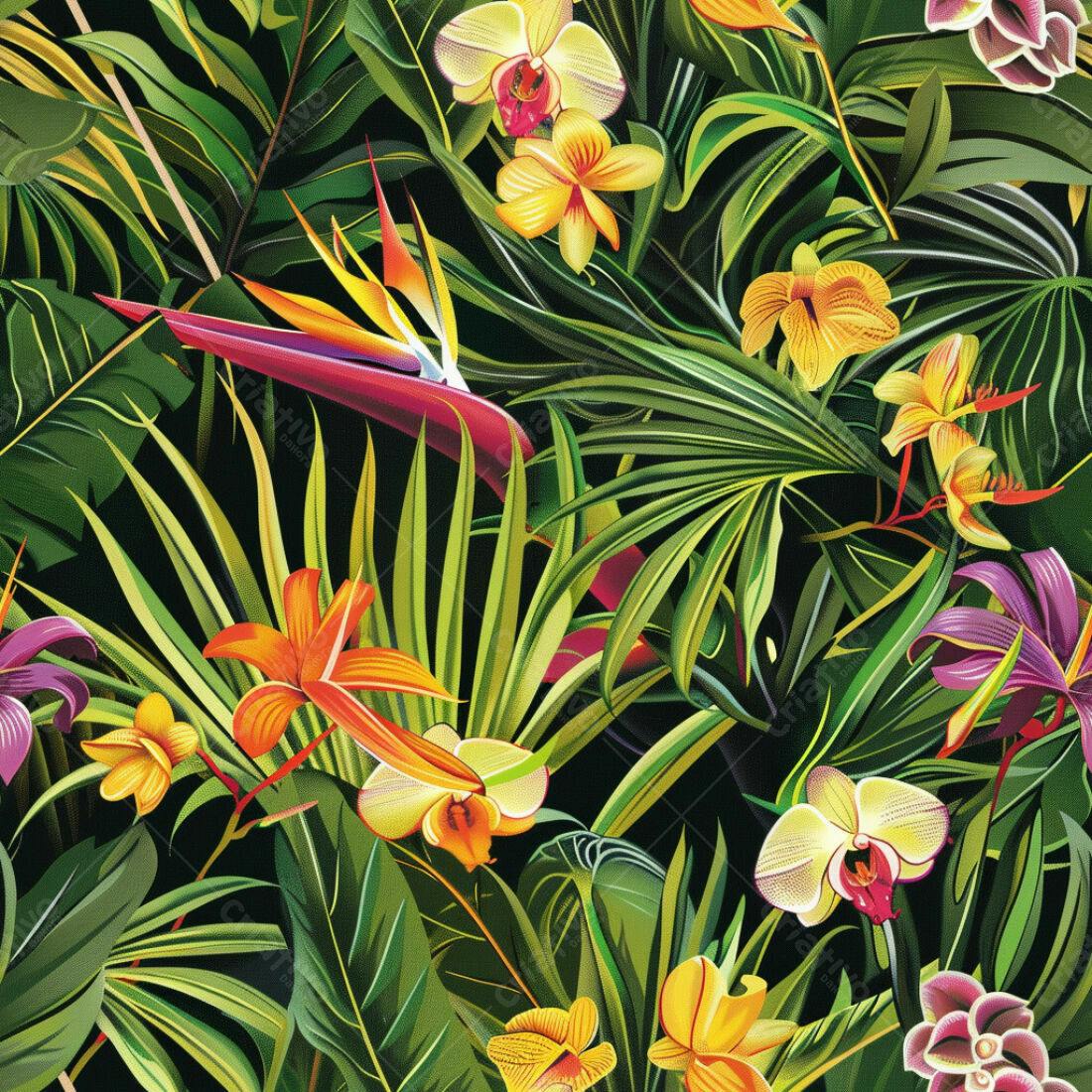 Textura floral tropical para papel de parede