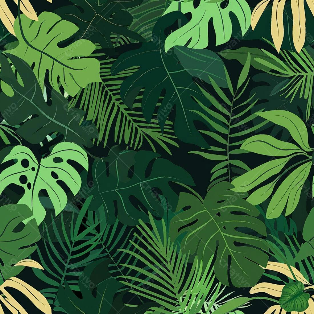 Textura Folhagem Tropical Verde para Fundo