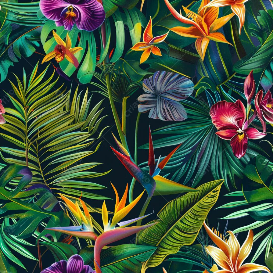 Textura Floral Tropical para Fundo
