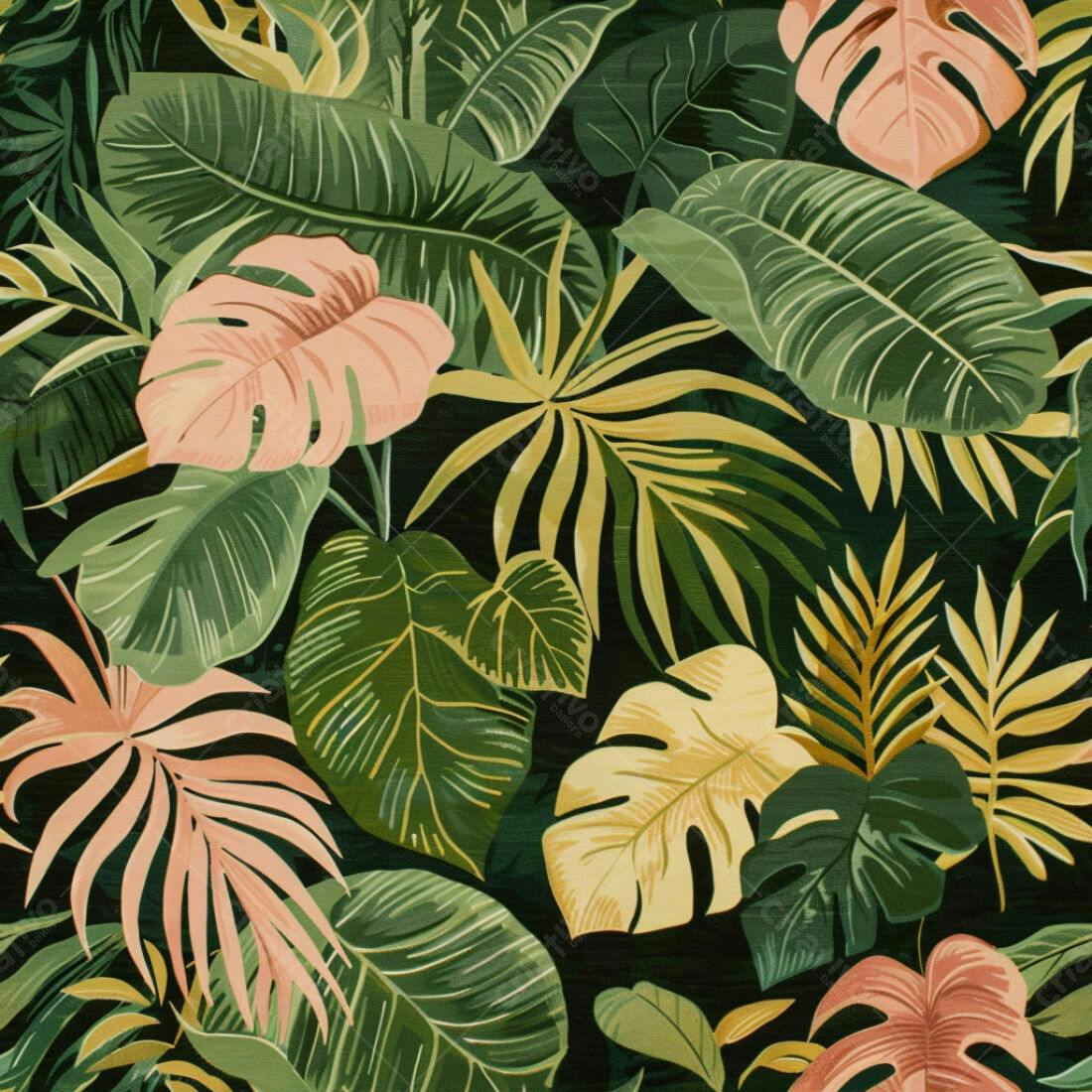 Textura Folhagem Tropical para Fundo