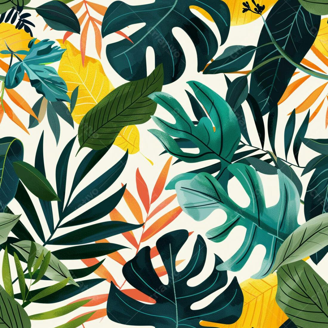 Textura Folhas Tropicais para Fundo
