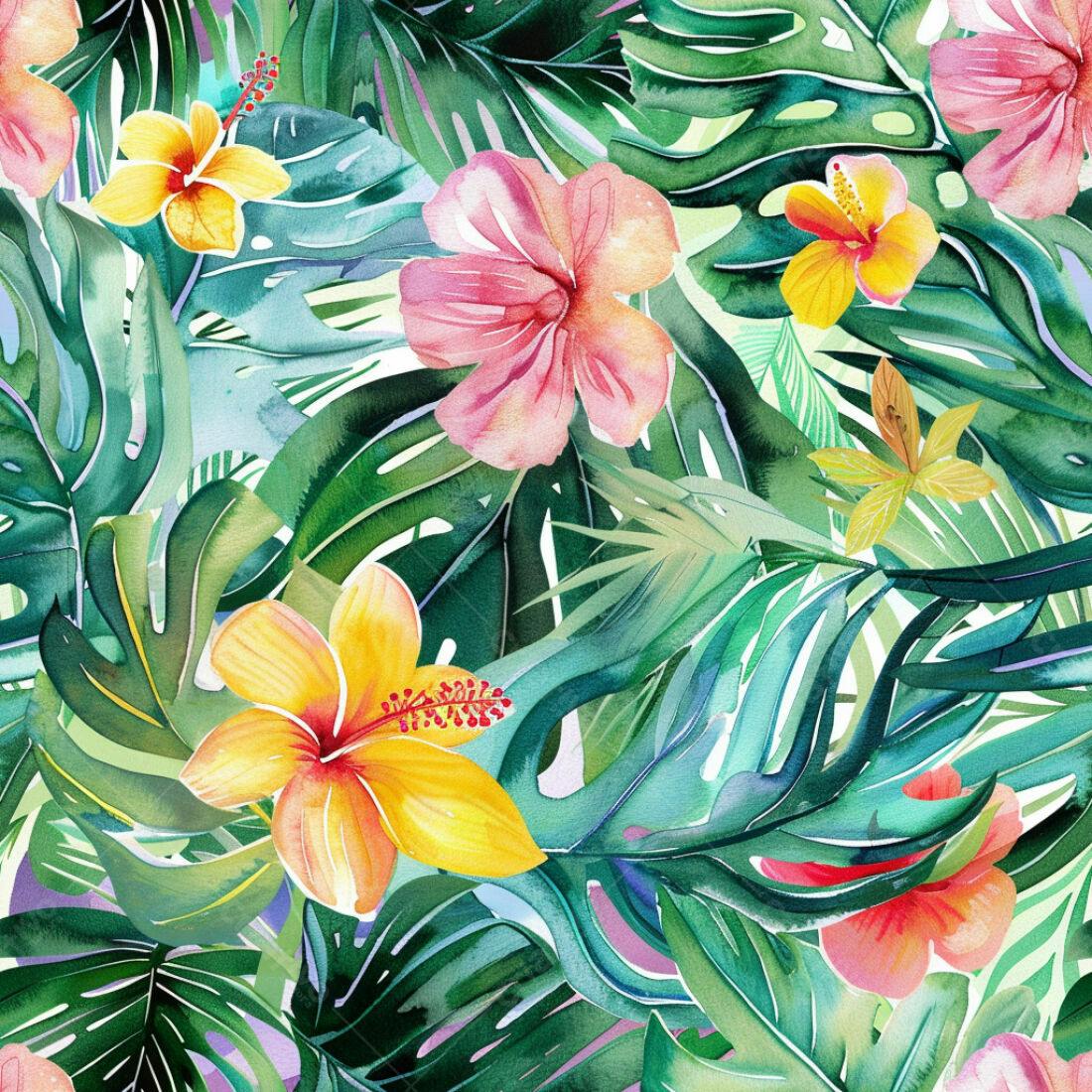 Textura floral tropical para papel de parede