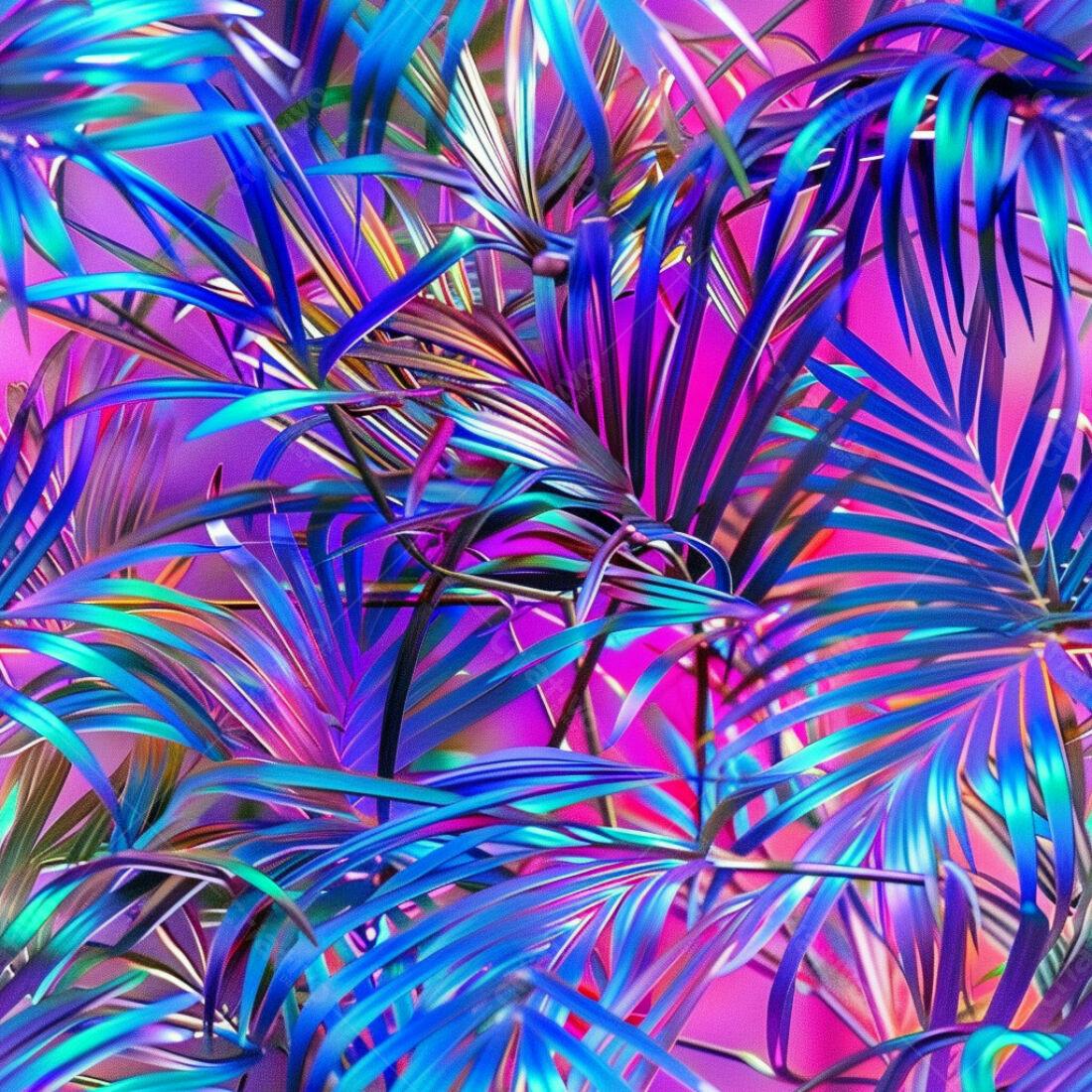 Textura Folhas Tropicais Neon para Fundo