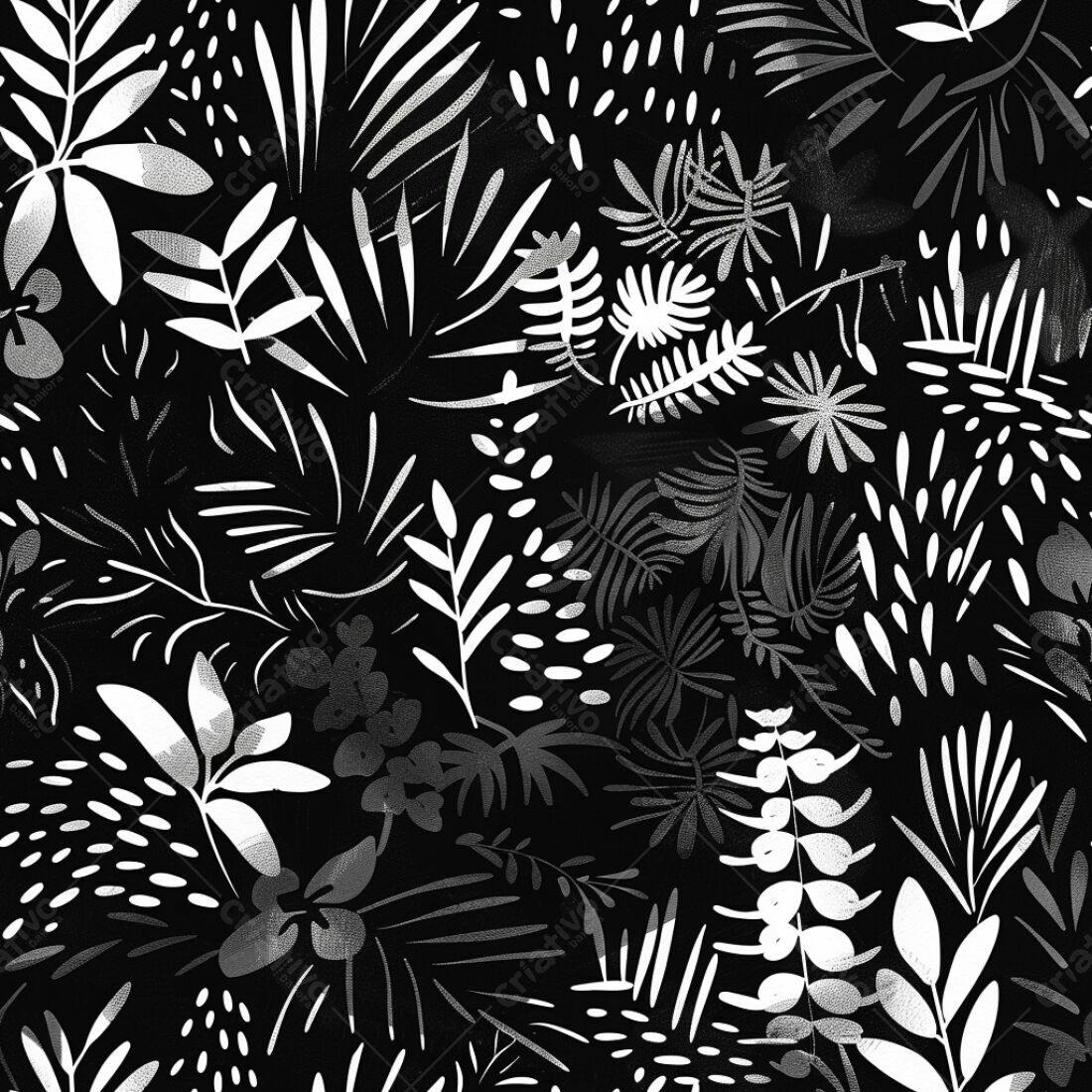 Textura Folhagem Abstrata Preto e Branco para Fundo
