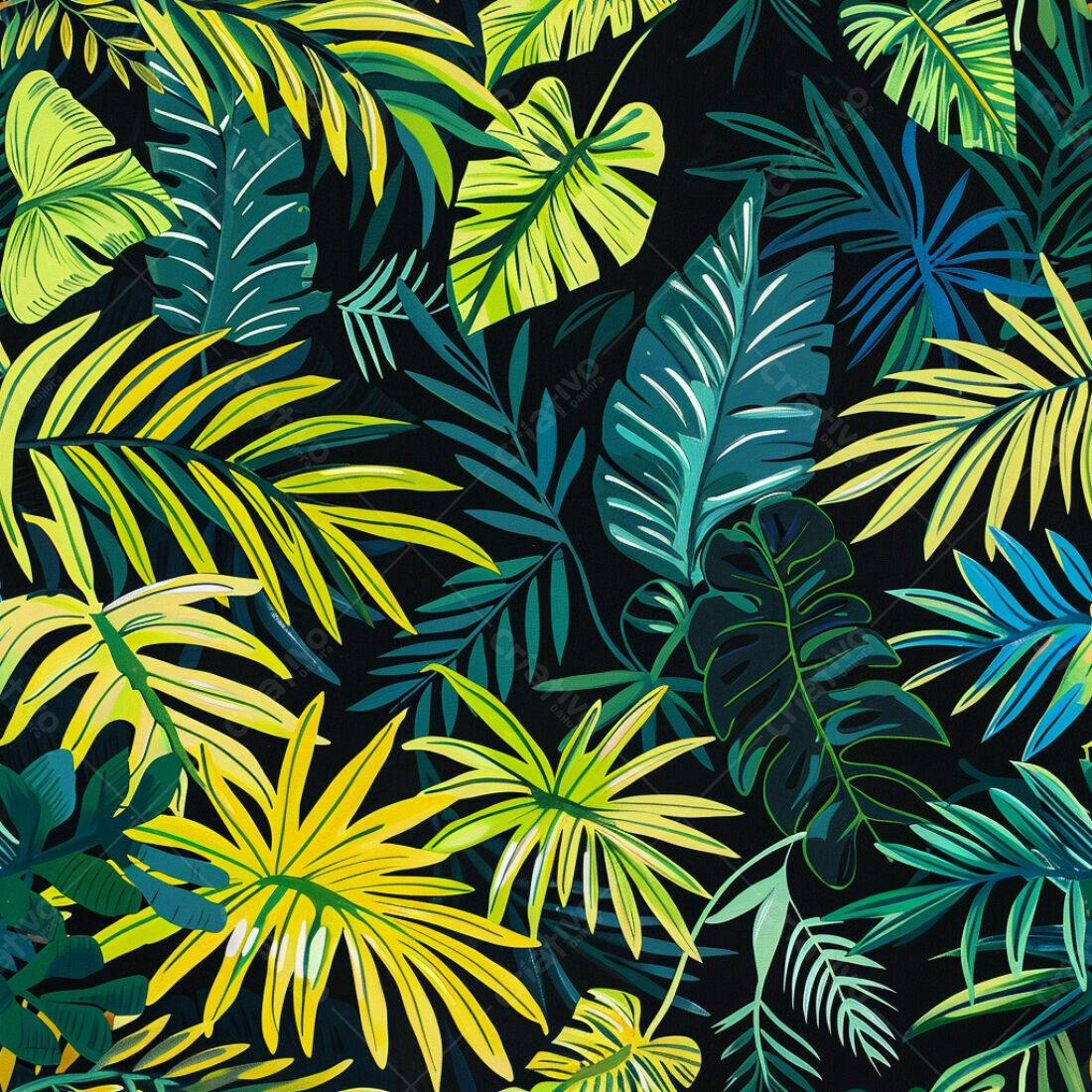 Textura Folhagem Tropical para Fundo