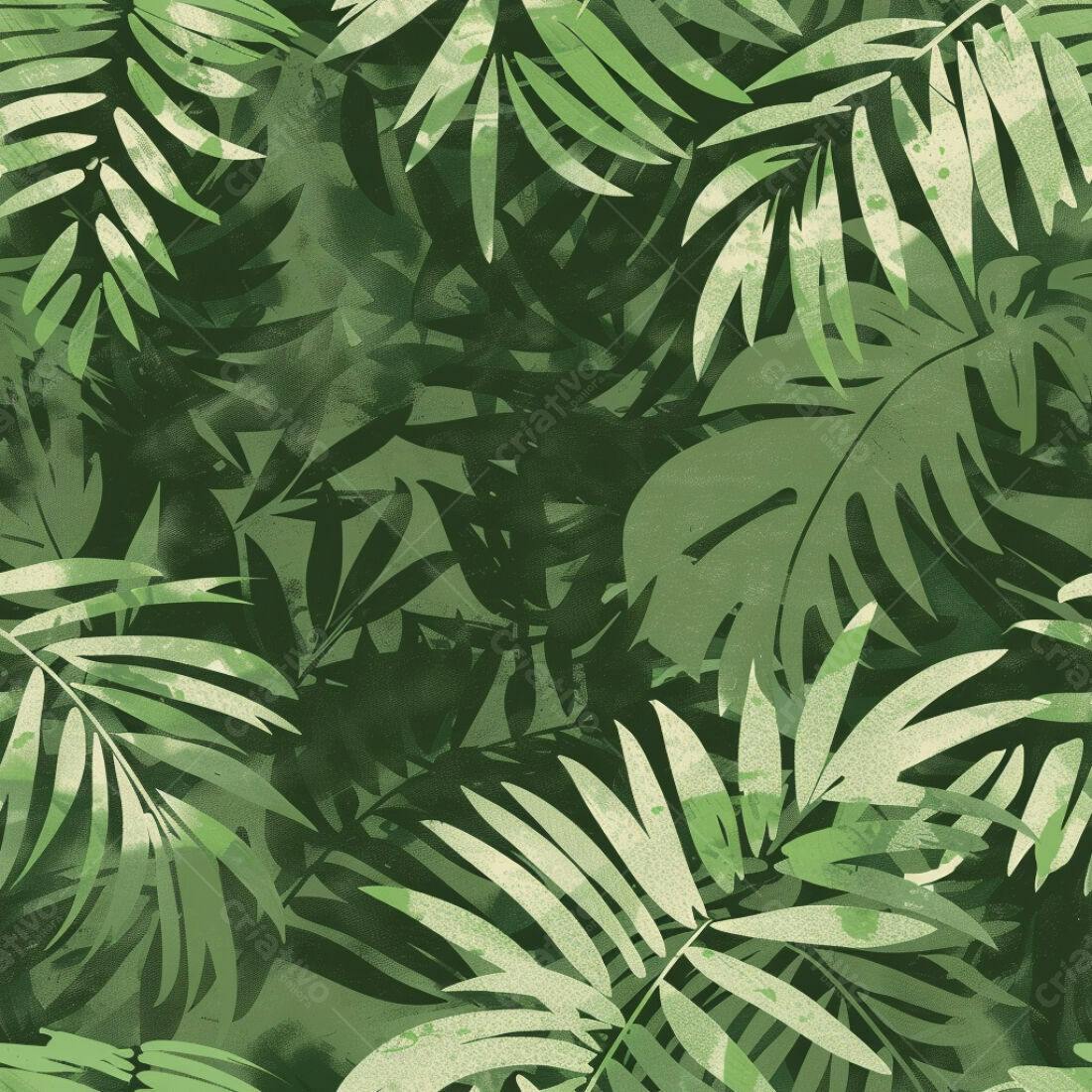 Textura Folhagem Tropical Verde para Fundo