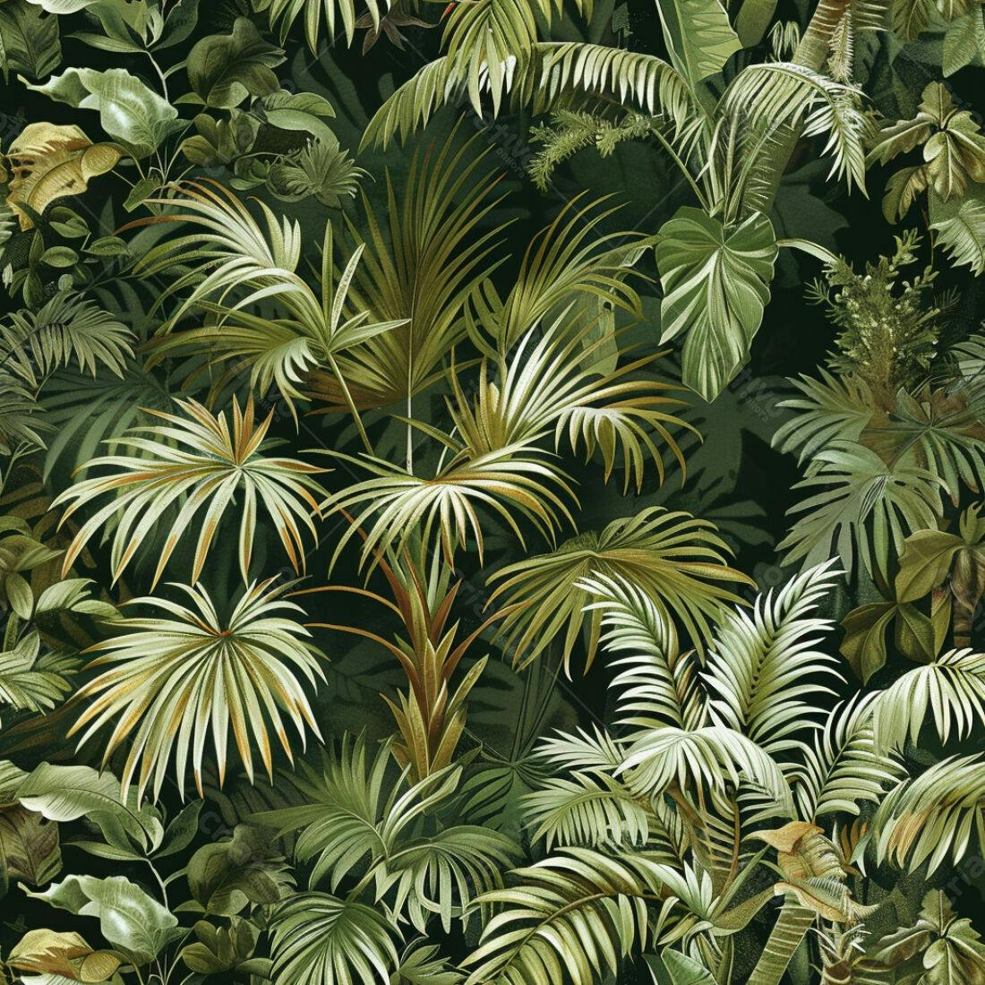 Textura Folhagem Tropical para Papel de Parede