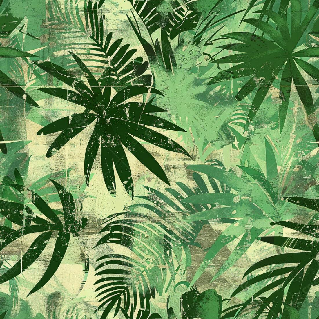 Textura Folhagem Tropical Verde para Fundo
