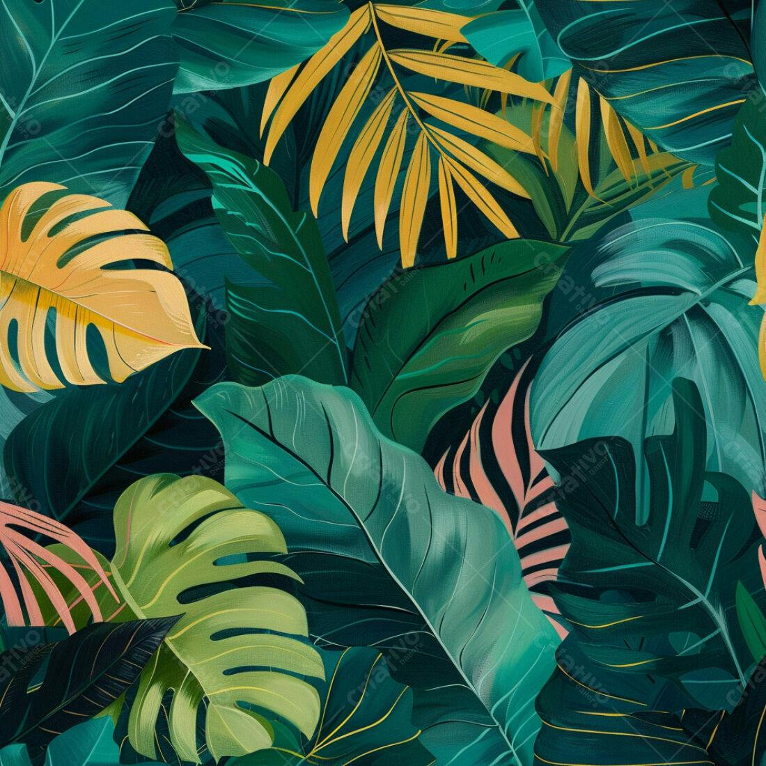 Textura Folhas Tropicais para Fundo