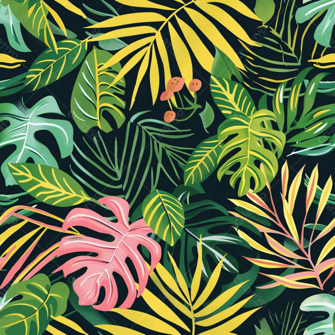 Textura Folhas Tropicais para Fundo