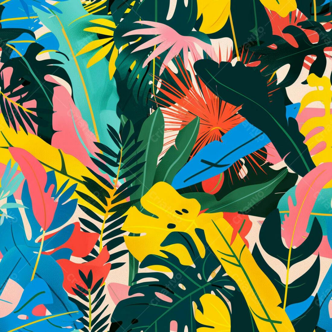 Textura Folhas Tropicais Coloridas para Fundo